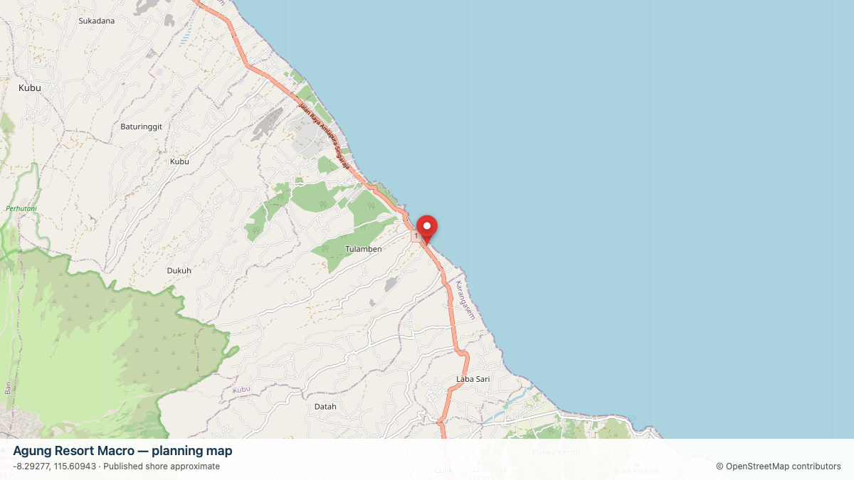 Agung Resort Macro dive site planning map