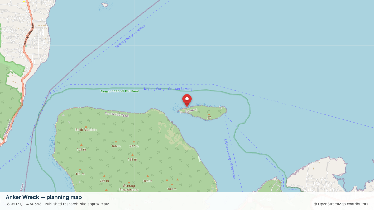 Anker Wreck dive site planning map