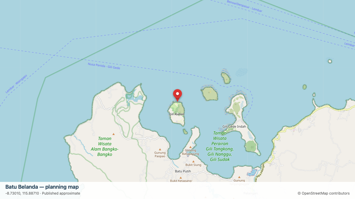 Batu Belanda dive site planning map