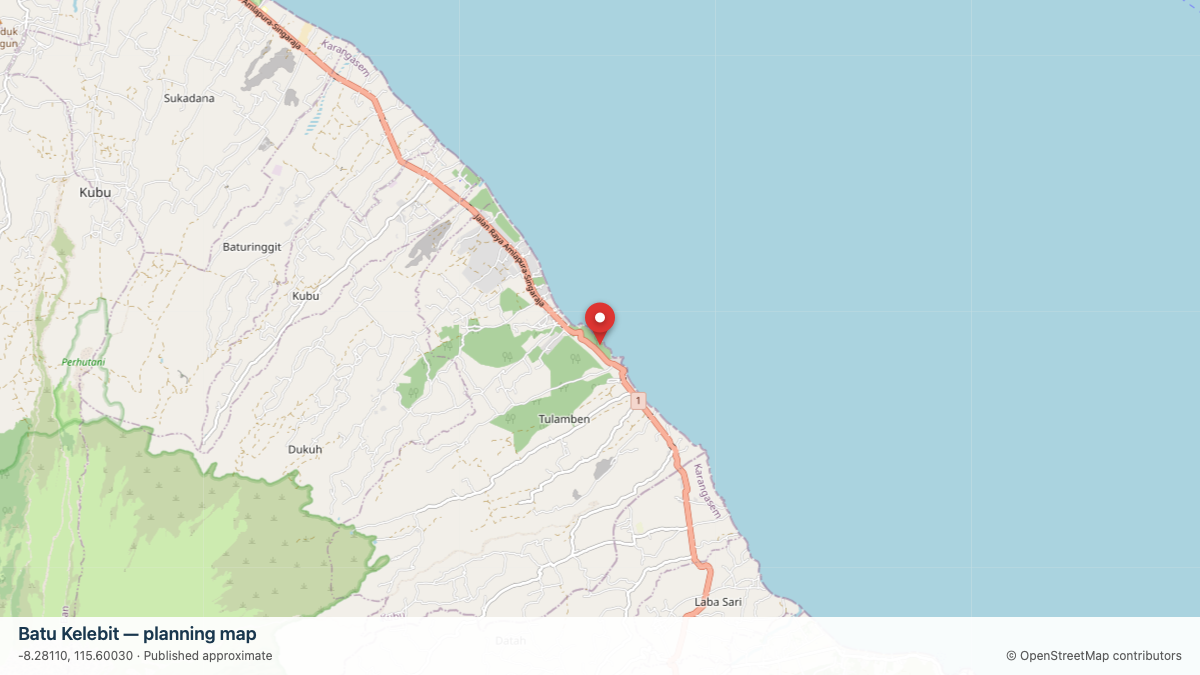 Batu Kelebit dive site planning map
