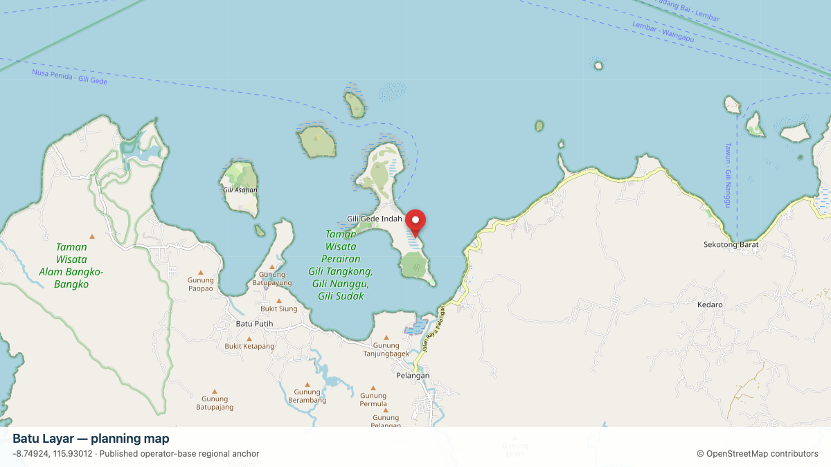 Batu Layar dive site planning map