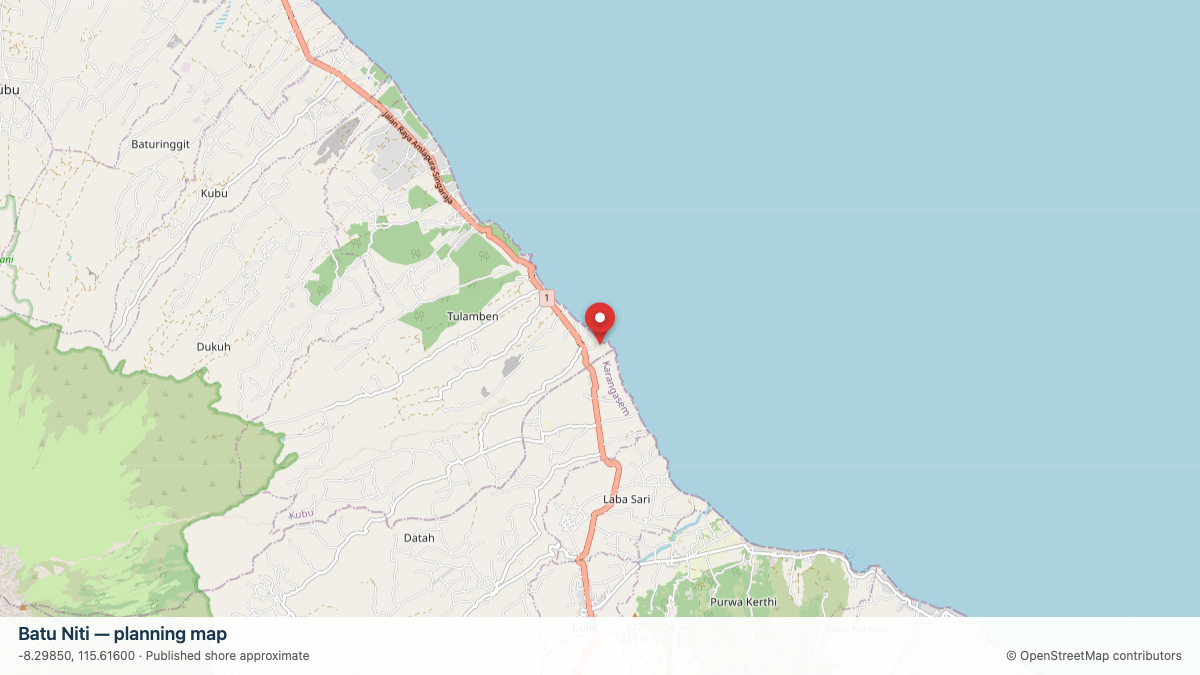 Batu Niti dive site planning map