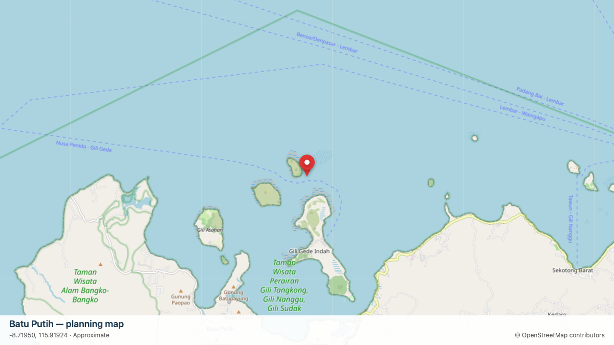 Batu Putih dive site planning map