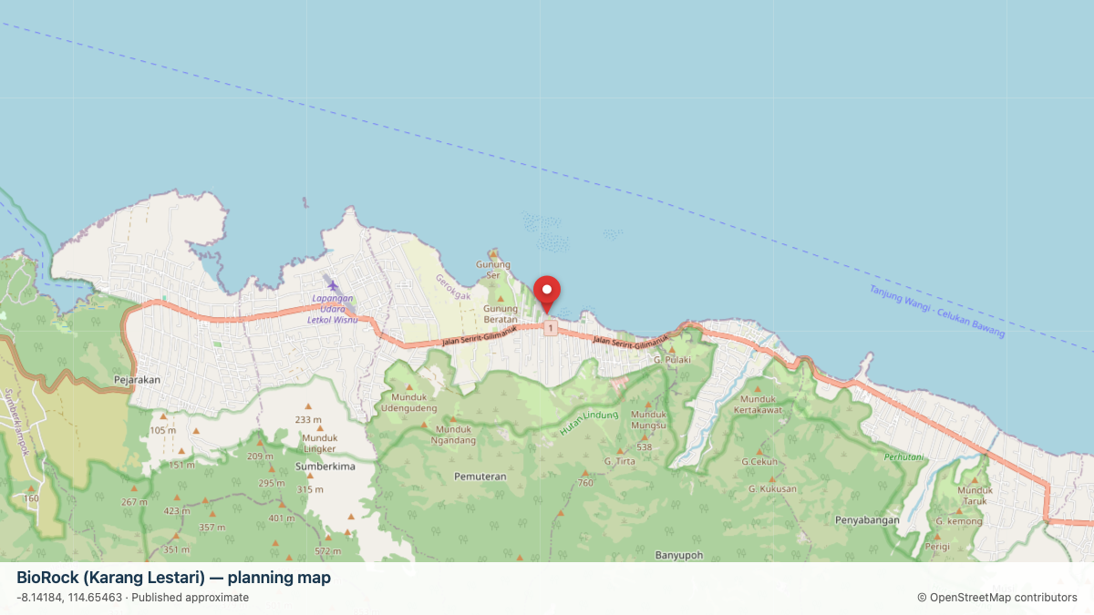 BioRock (Karang Lestari) dive site planning map