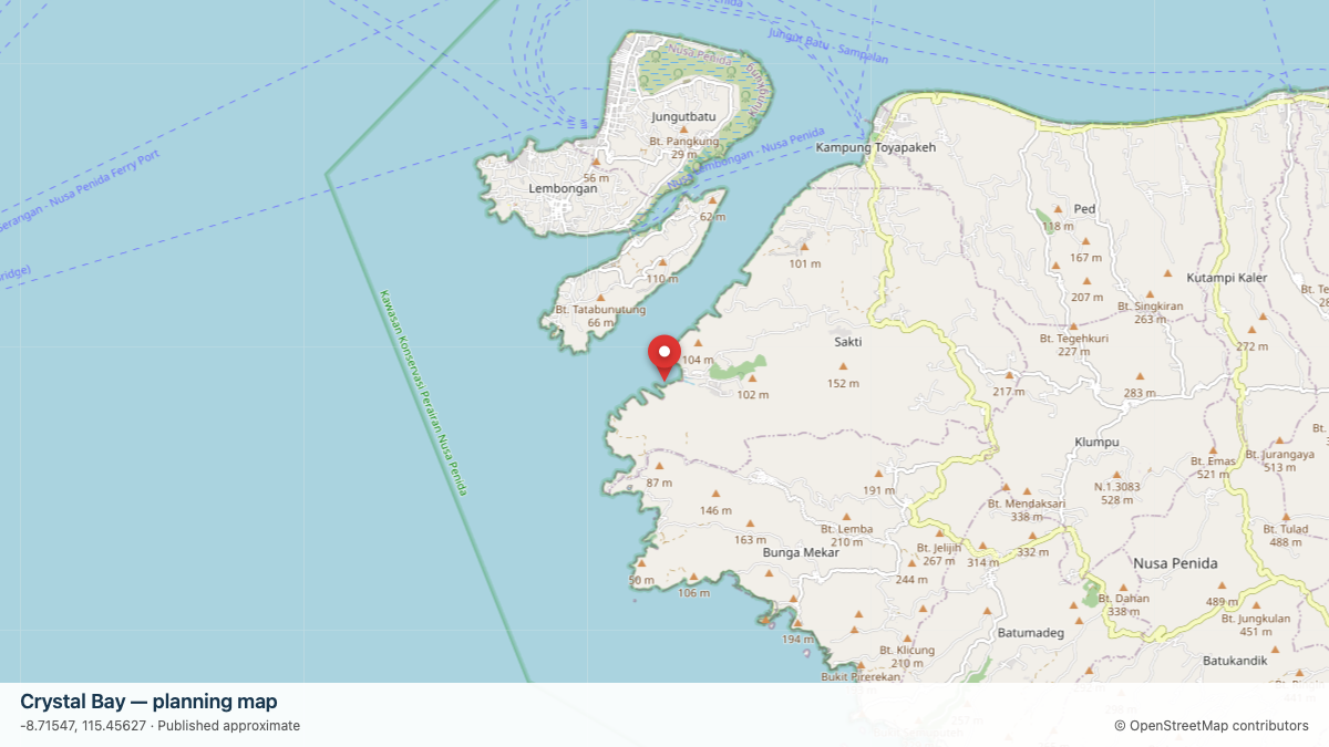 Crystal Bay dive site planning map