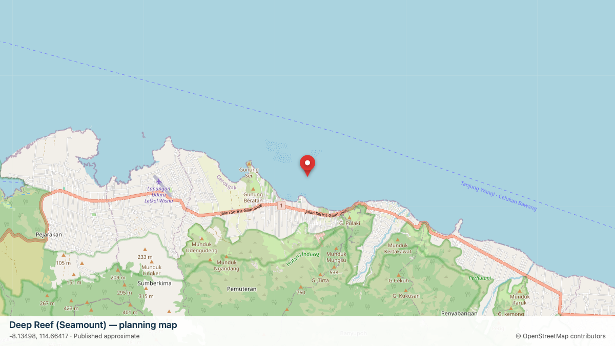 Deep Reef (Seamount) dive site planning map