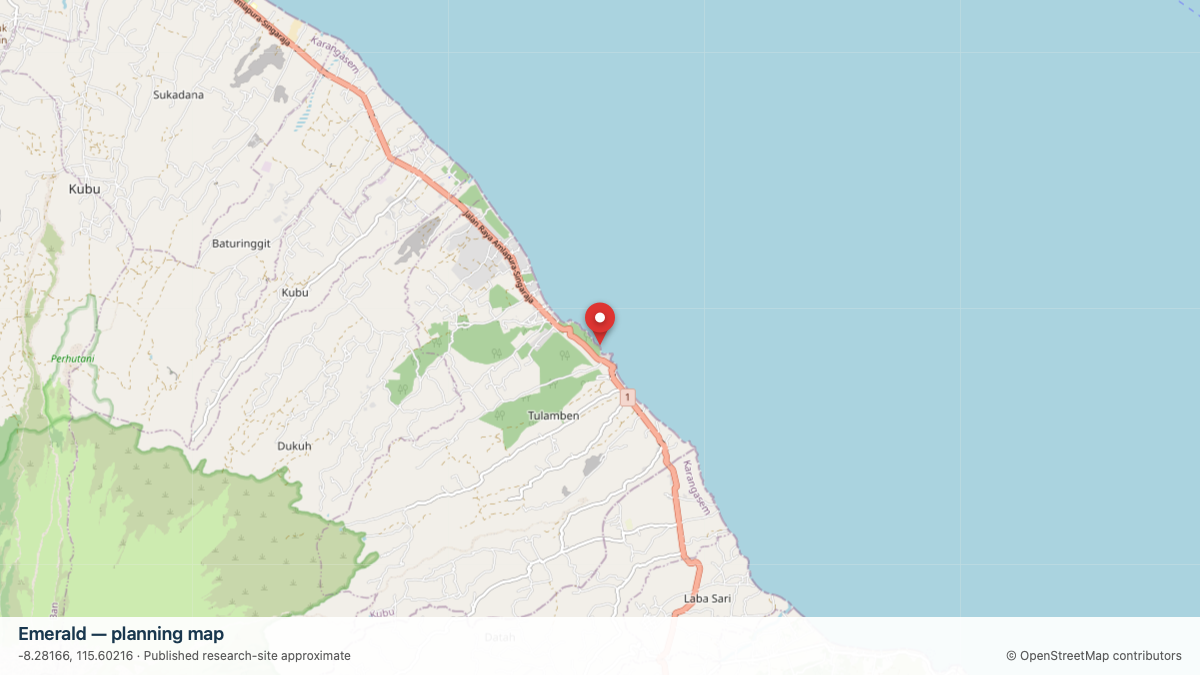 Emerald dive site planning map