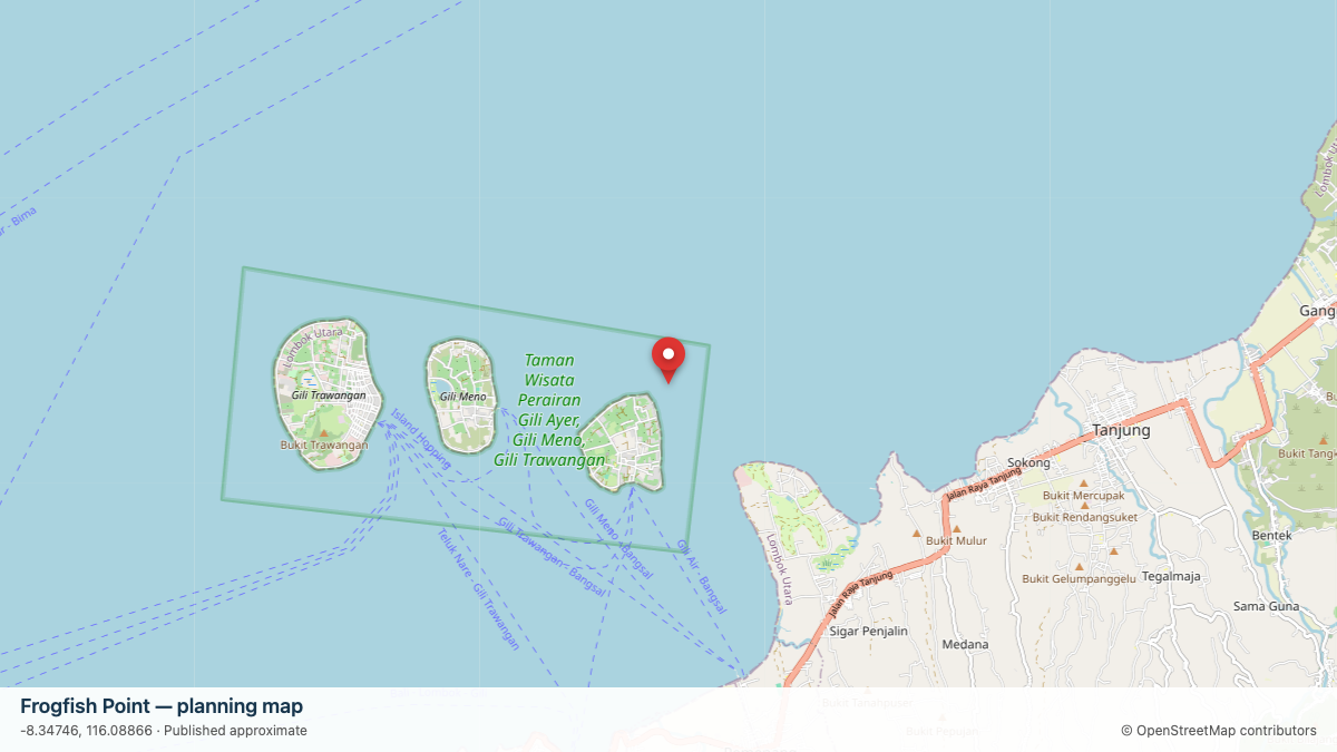 Frogfish Point dive site planning map
