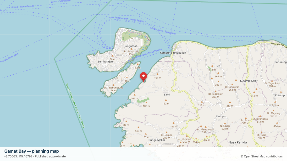 Gamat Bay dive site planning map