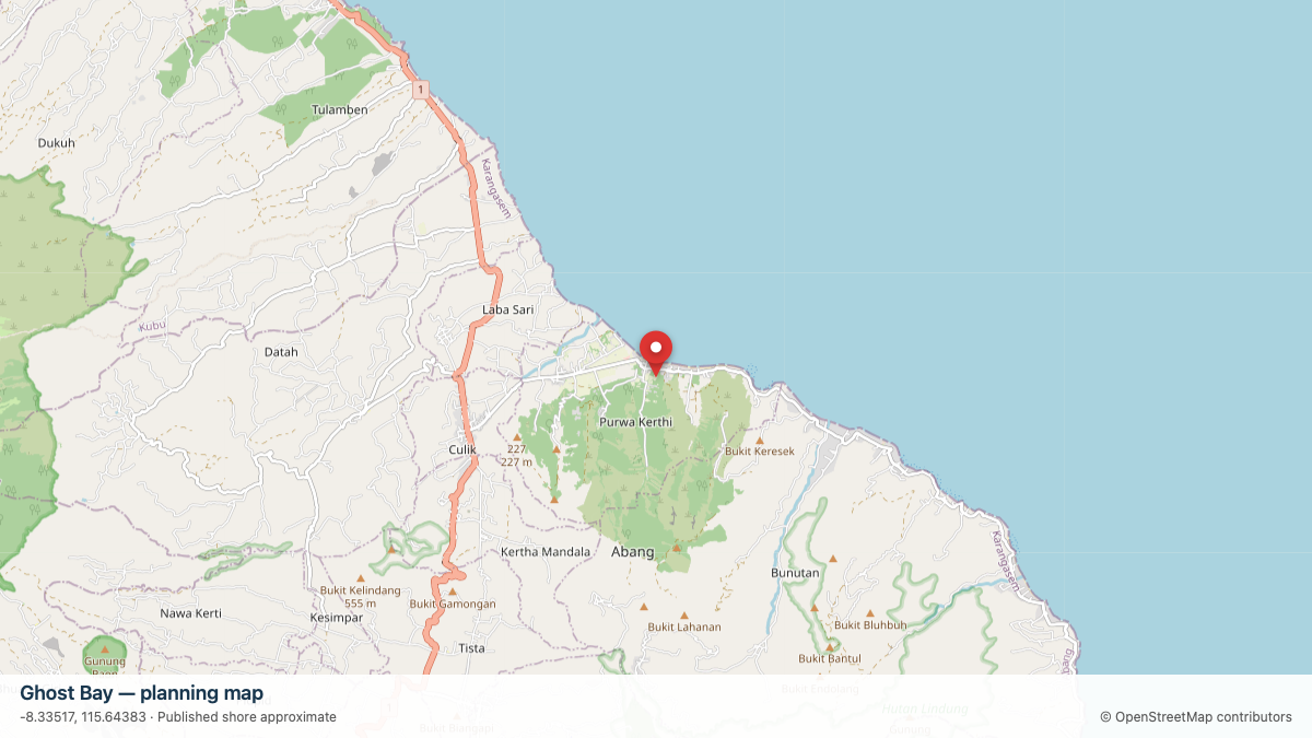 Ghost Bay dive site planning map