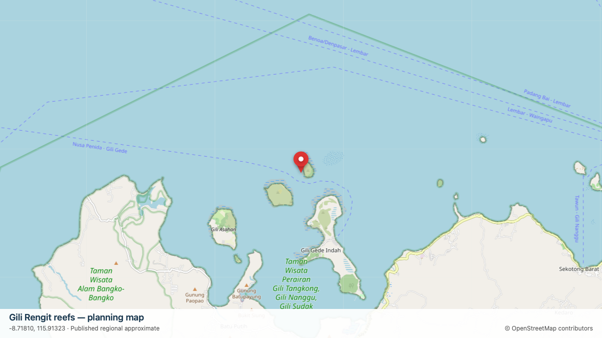 Gili Rengit reefs dive site planning map