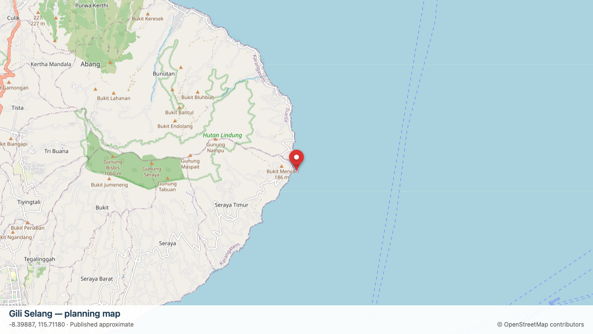 Gili Selang dive site planning map