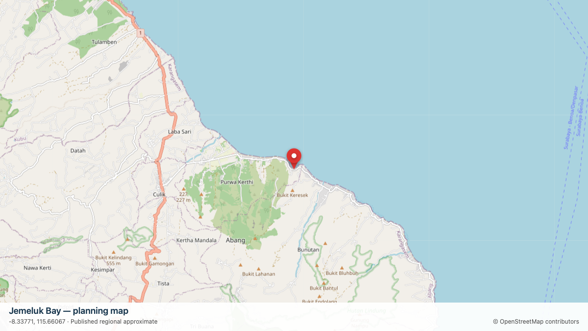 Jemeluk Bay dive site planning map