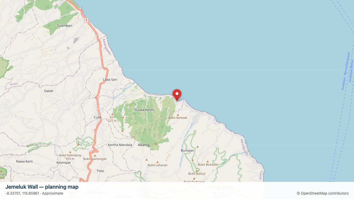 Jemeluk Wall dive site planning map