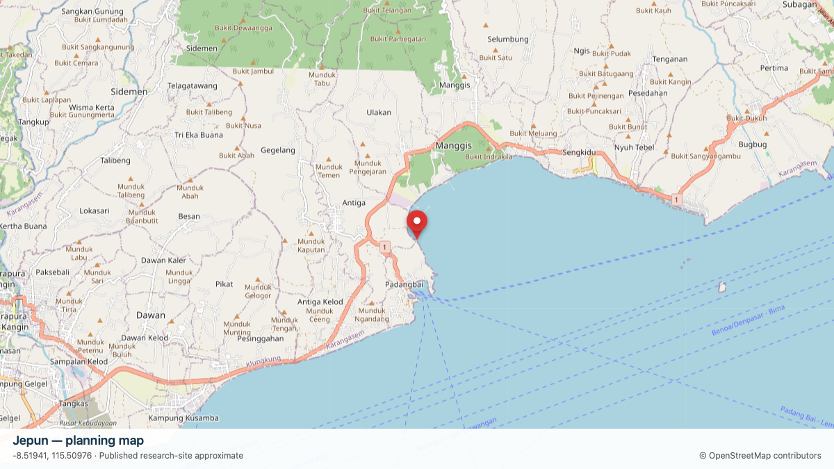 Jepun dive site planning map