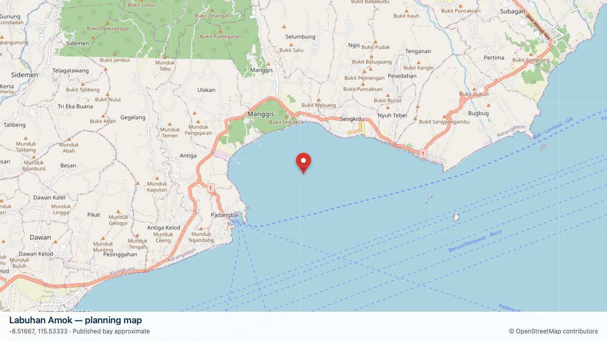 Labuhan Amok dive site planning map