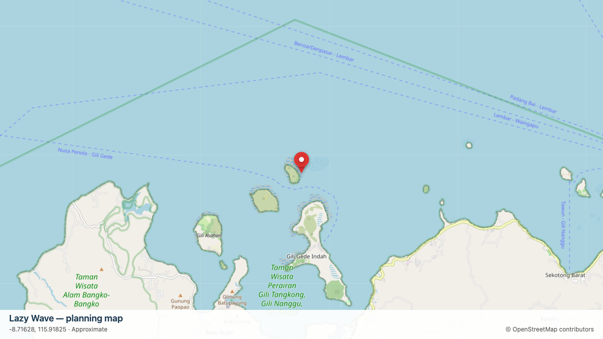 Lazy Wave dive site planning map