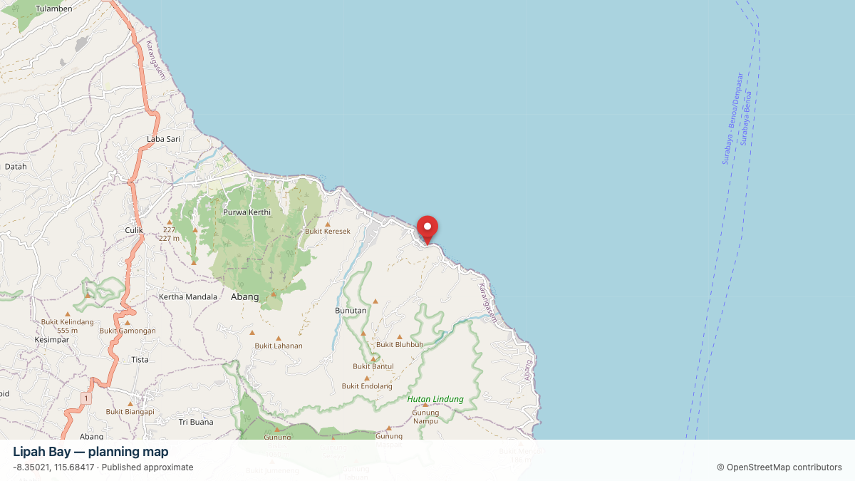 Lipah Bay dive site planning map