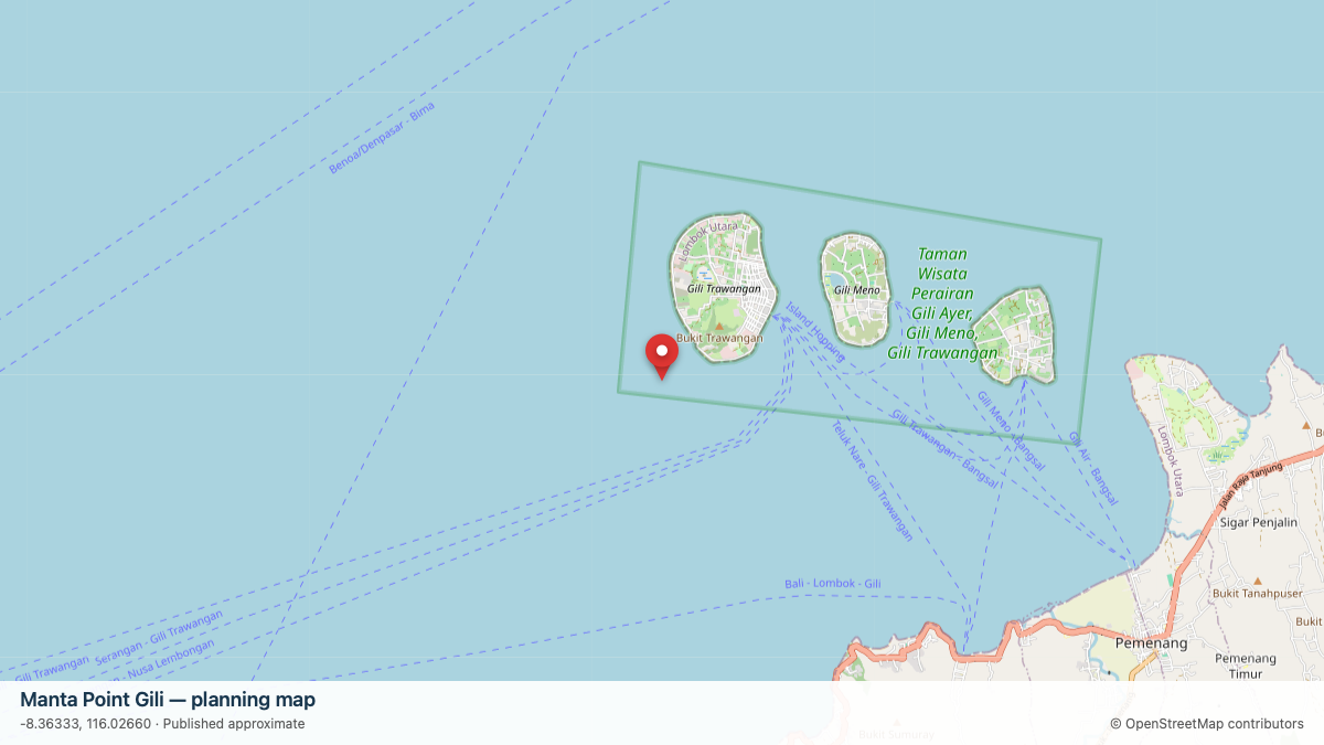 Manta Point Gili dive site planning map