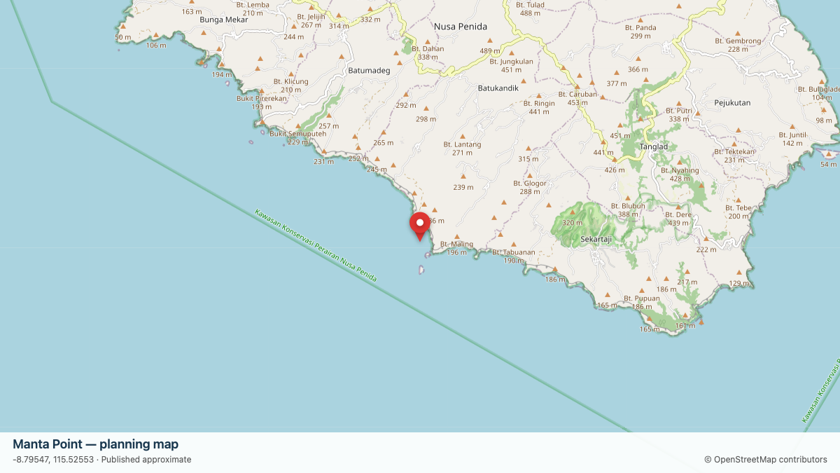 Manta Point dive site planning map