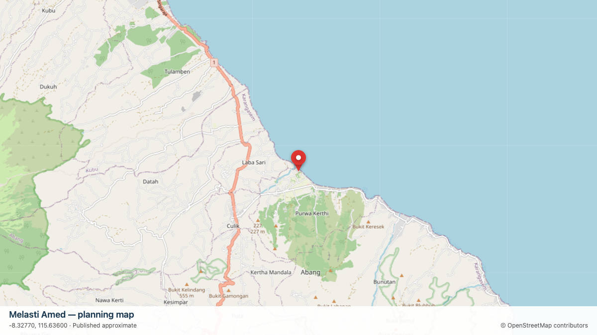 Melasti Amed dive site planning map