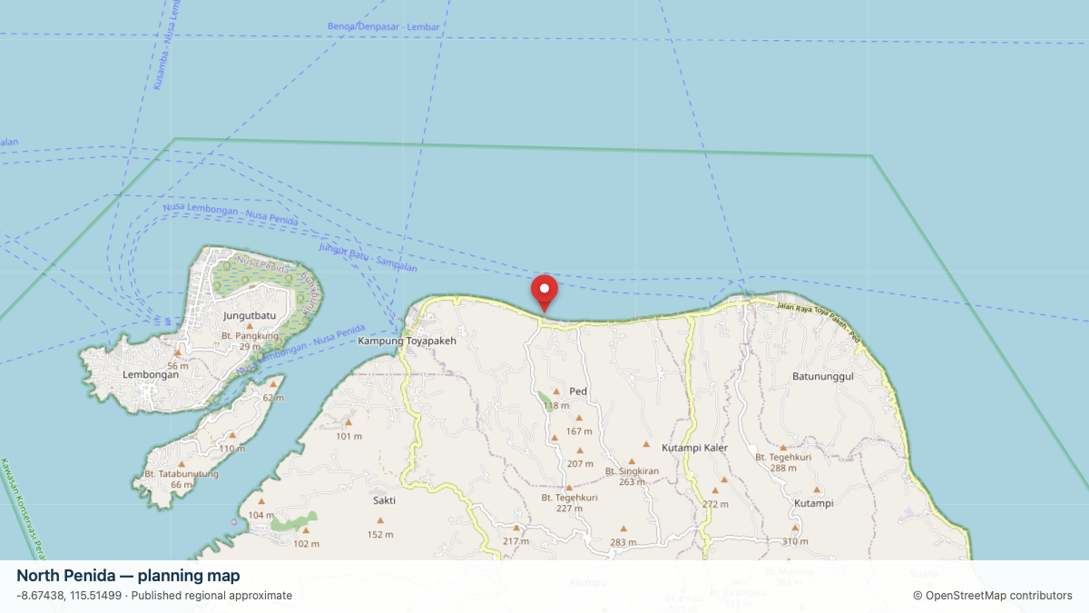 North Penida dive site planning map
