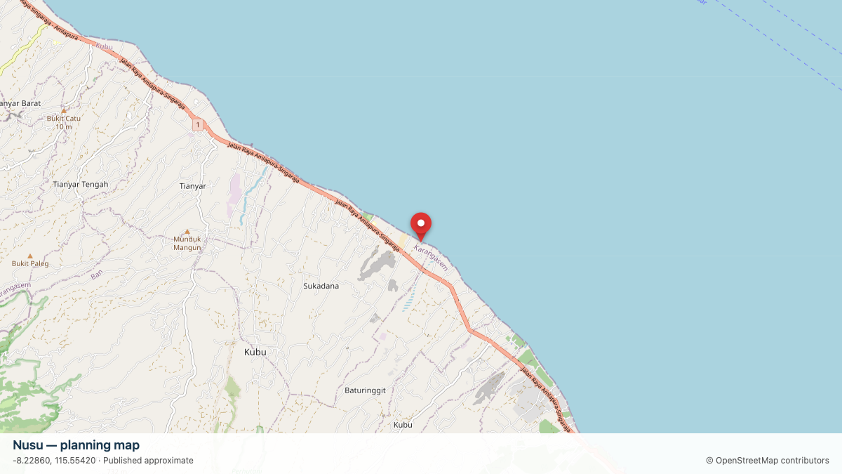 Nusu dive site planning map