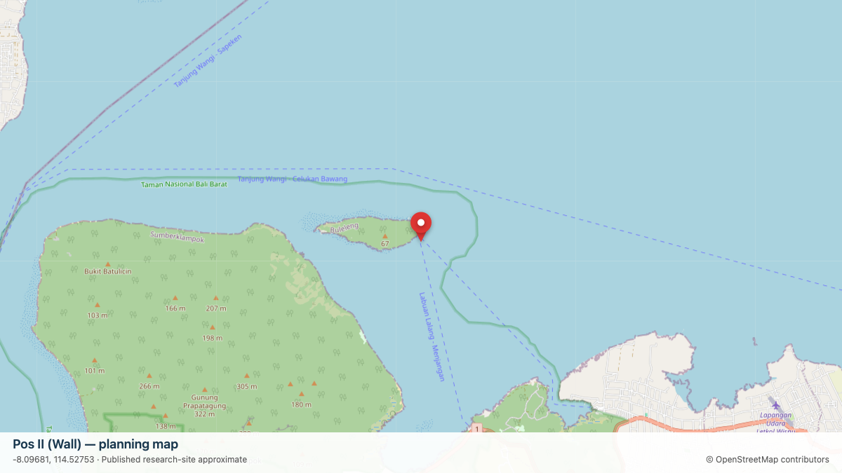 Pos II (Wall) dive site planning map