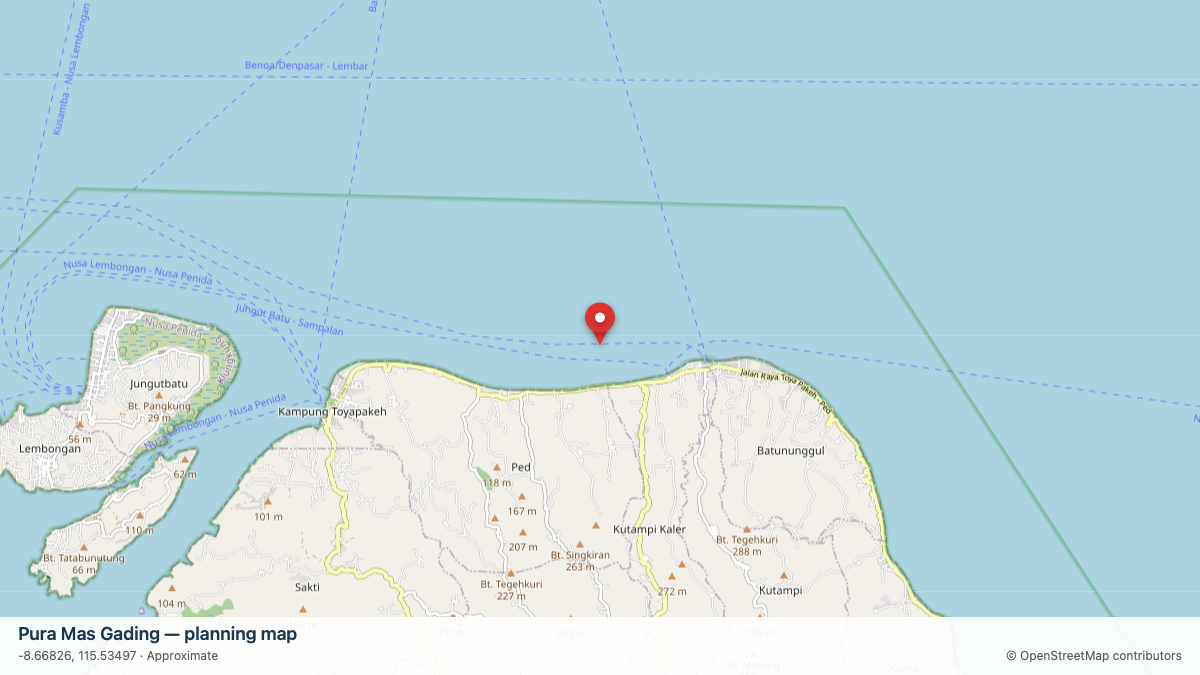 Pura Mas Gading dive site planning map