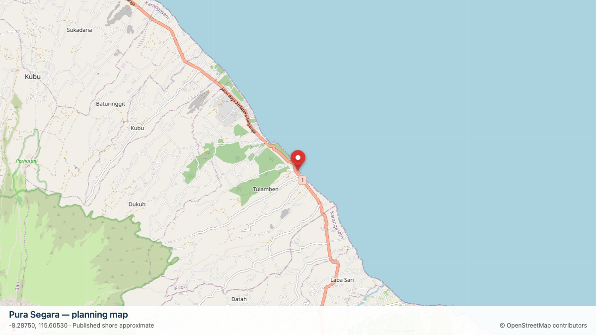 Pura Segara dive site planning map