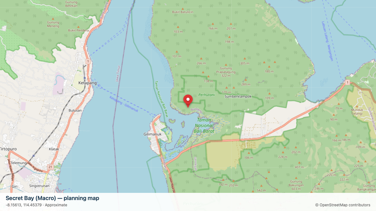 Secret Bay (Macro) dive site planning map