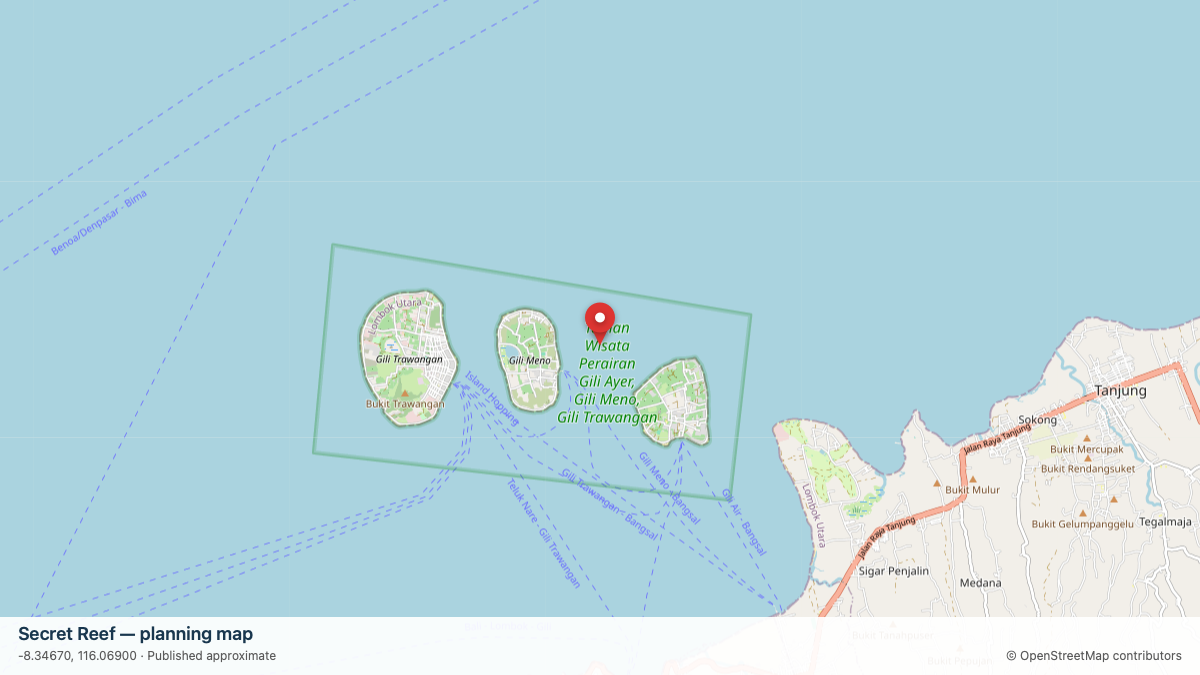 Secret Reef dive site planning map