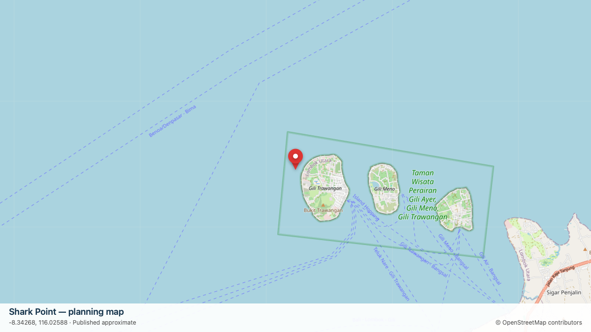 Shark Point dive site planning map