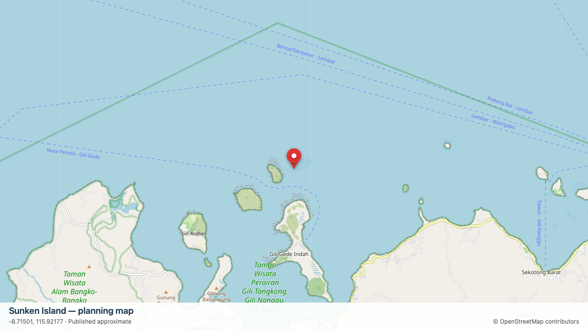 Sunken Island dive site planning map