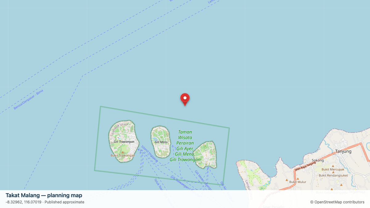 Takat Malang dive site planning map