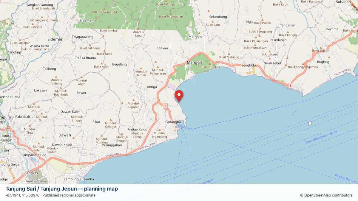 Tanjung Sari / Tanjung Jepun dive site planning map