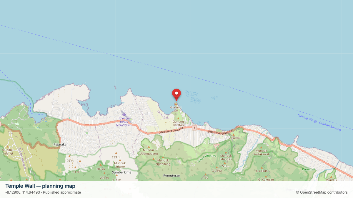 Temple Wall dive site planning map