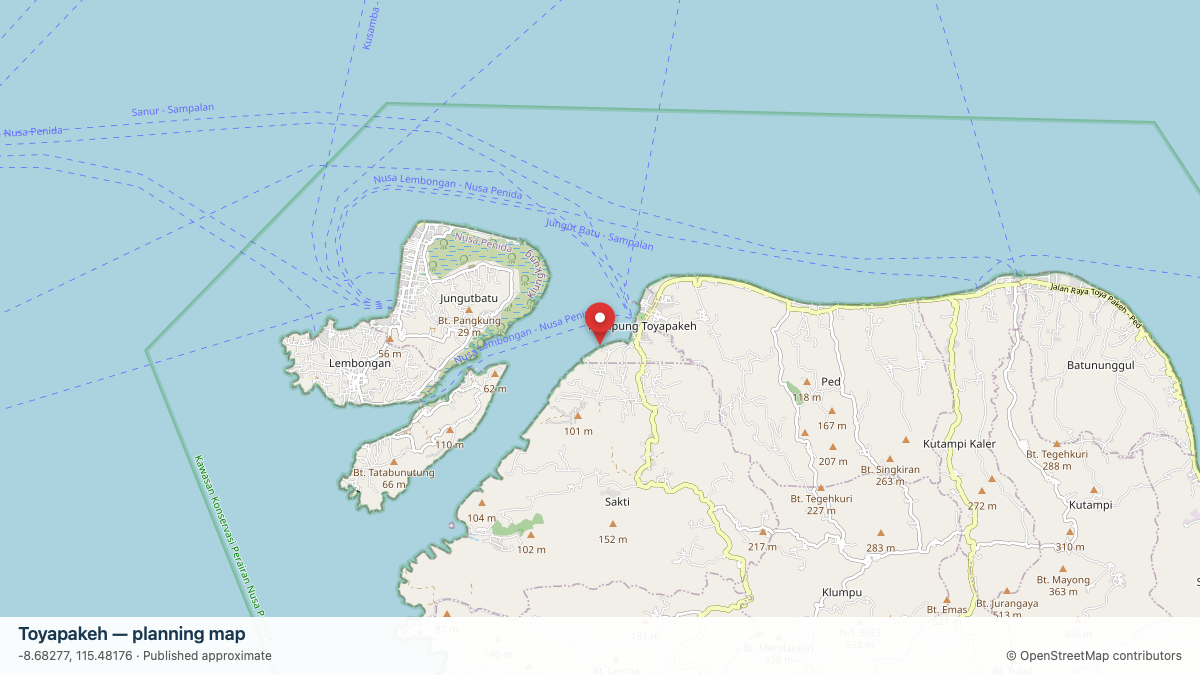 Toyapakeh dive site planning map