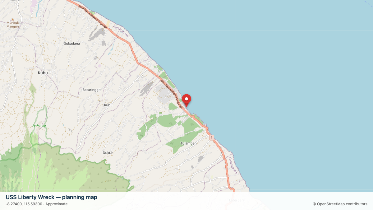 USS Liberty Wreck dive site planning map