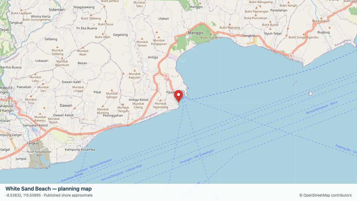 White Sand Beach dive site planning map
